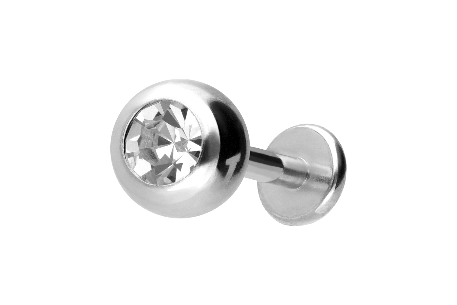 Titan Labret Piercing mit Innengewinde KRISTALL